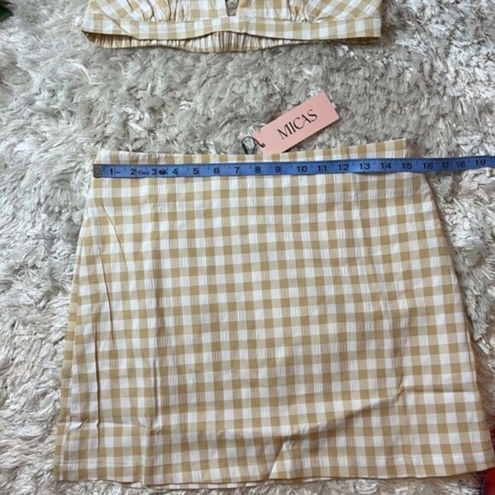 Micas Checked Print Bra Top And Skirt Set Size M - Picture 7 of 13
